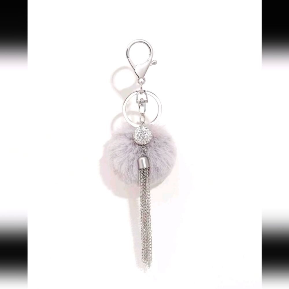 Fuzzy pom pom key chain